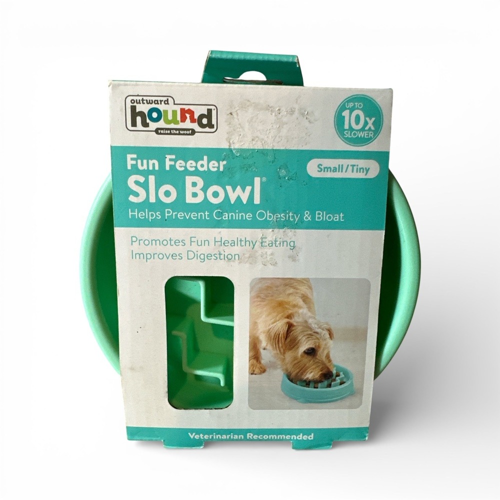 Outward Hound Fun Feeder Slo Bowl Dog Small/Tiny Mint Green Slow Feeder‎ NIB